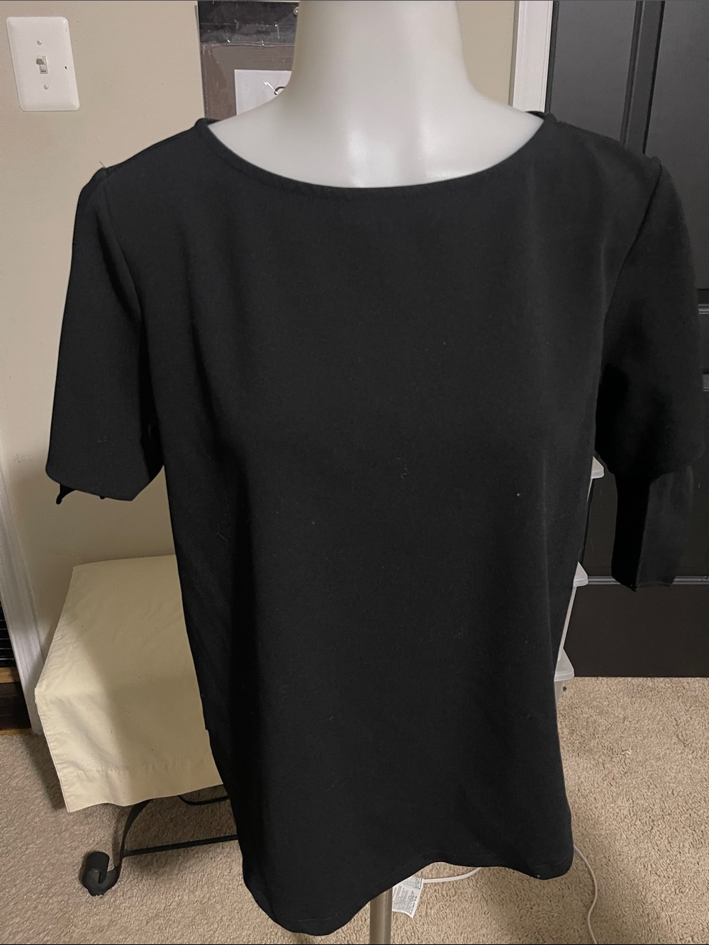 Ann Taylor Black Short-Sleeve Crewneck Top - Picture 2 of 4